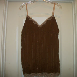 NEW LACEY SEXY BROWN LONG CAMISOLE TOP J X LG
